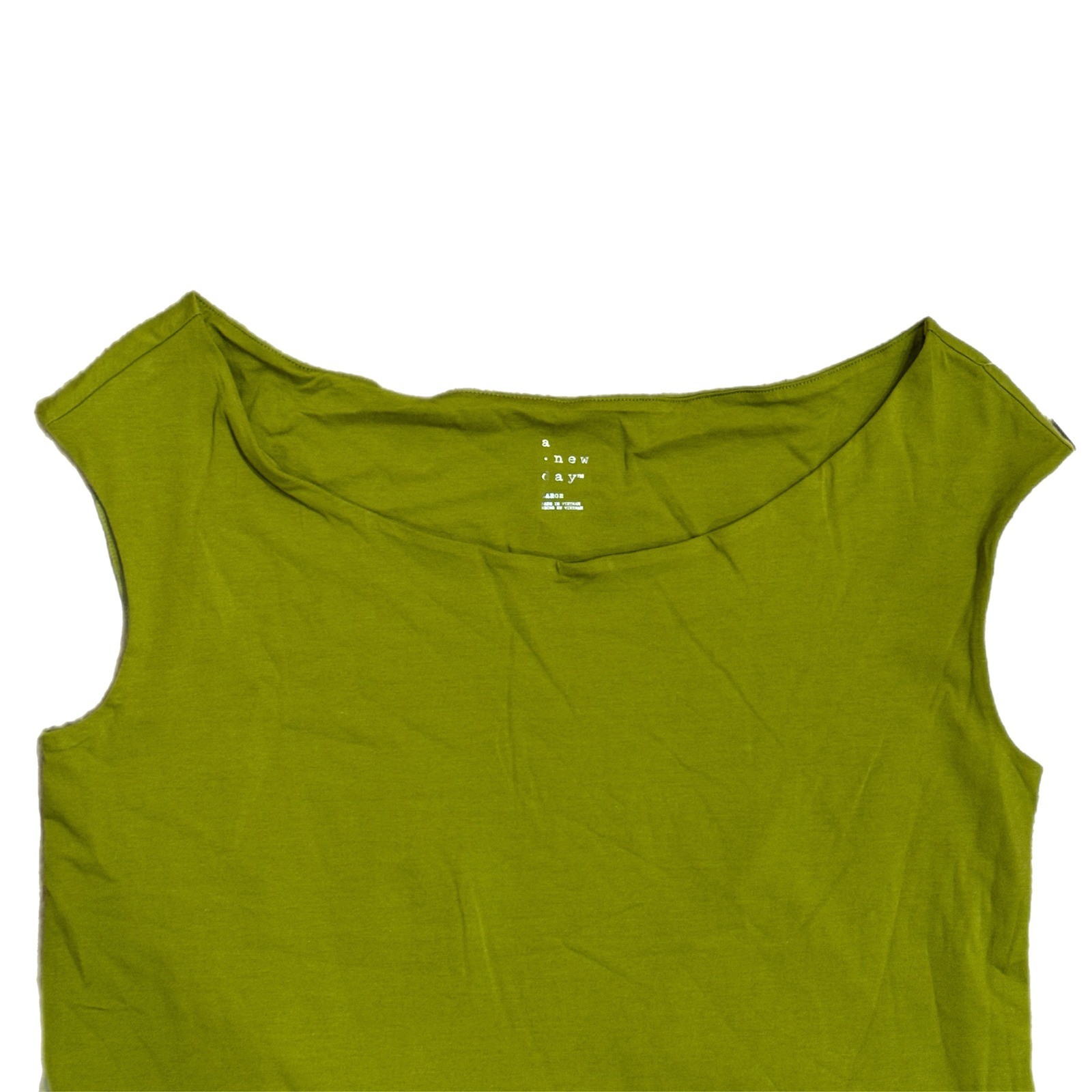 A New Day Boat Neck Cap Sleeve T-Shirt Chartreuse Green Womens Large Brand New