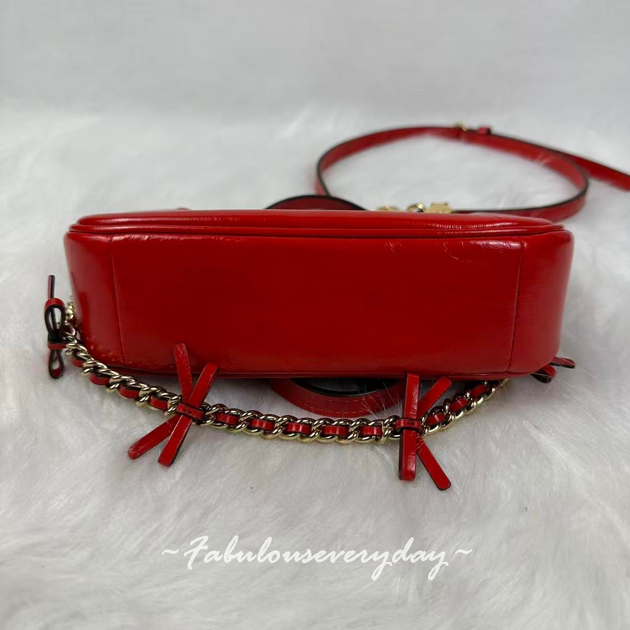 Coach Teri Mini Crossbody Bag With Bows In Leather/Gold/Bright Cherry CDW68 NWT