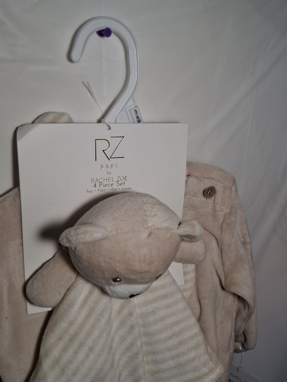 RZ 4pc Set Gender Neutral Lovey Hat Pant Top 3-6M