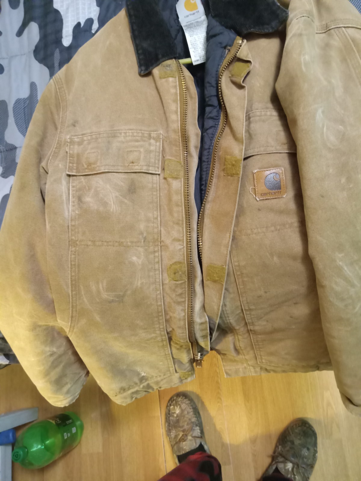 Vintage Carhartt C26 BRN Jacket Mens Small Arctic Duck Quilted Lined Chore Coat
