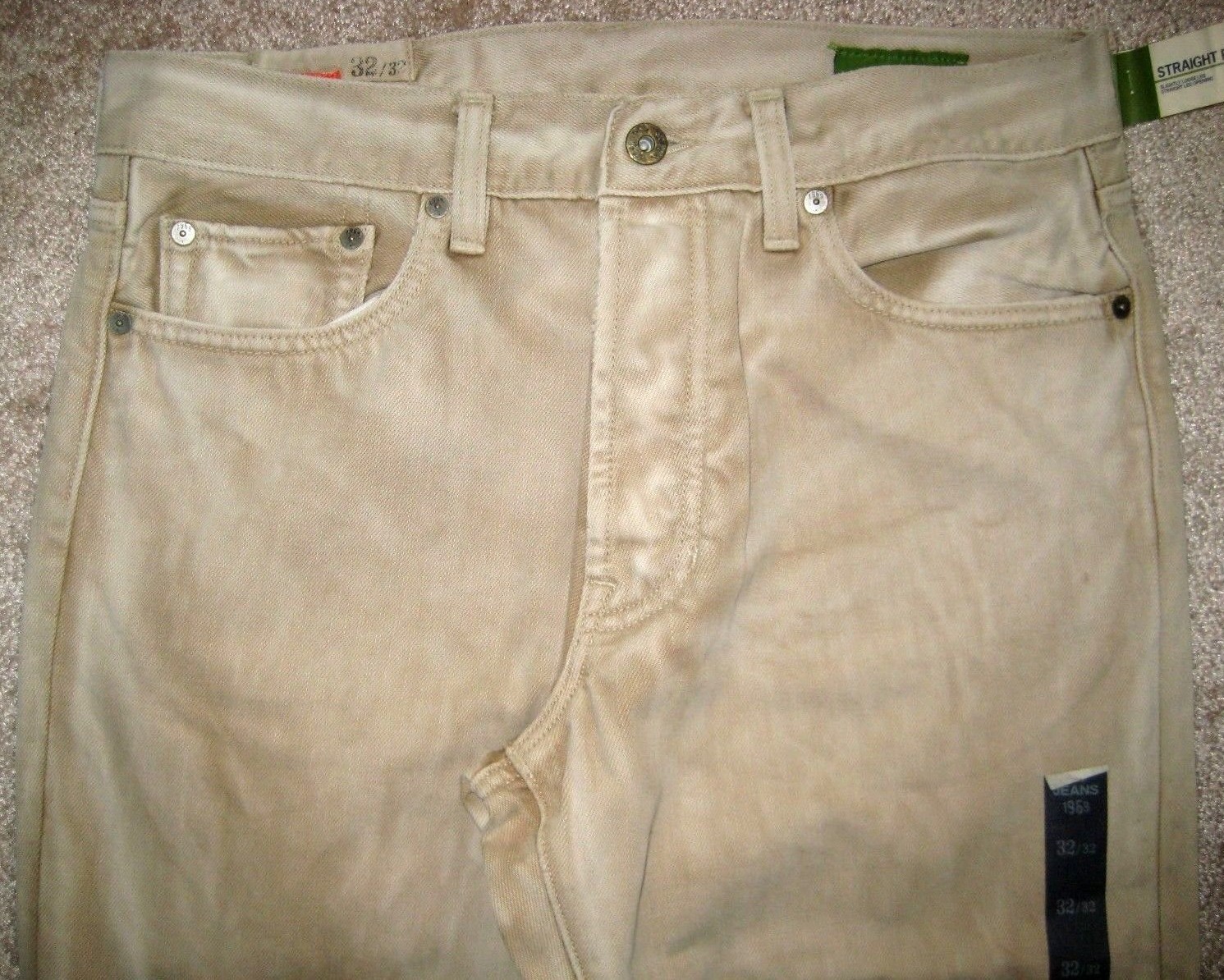 Gap 1969 Straight Jean.W33,34,36 L30,32,34.100% Cotton.NWT$59.Button
