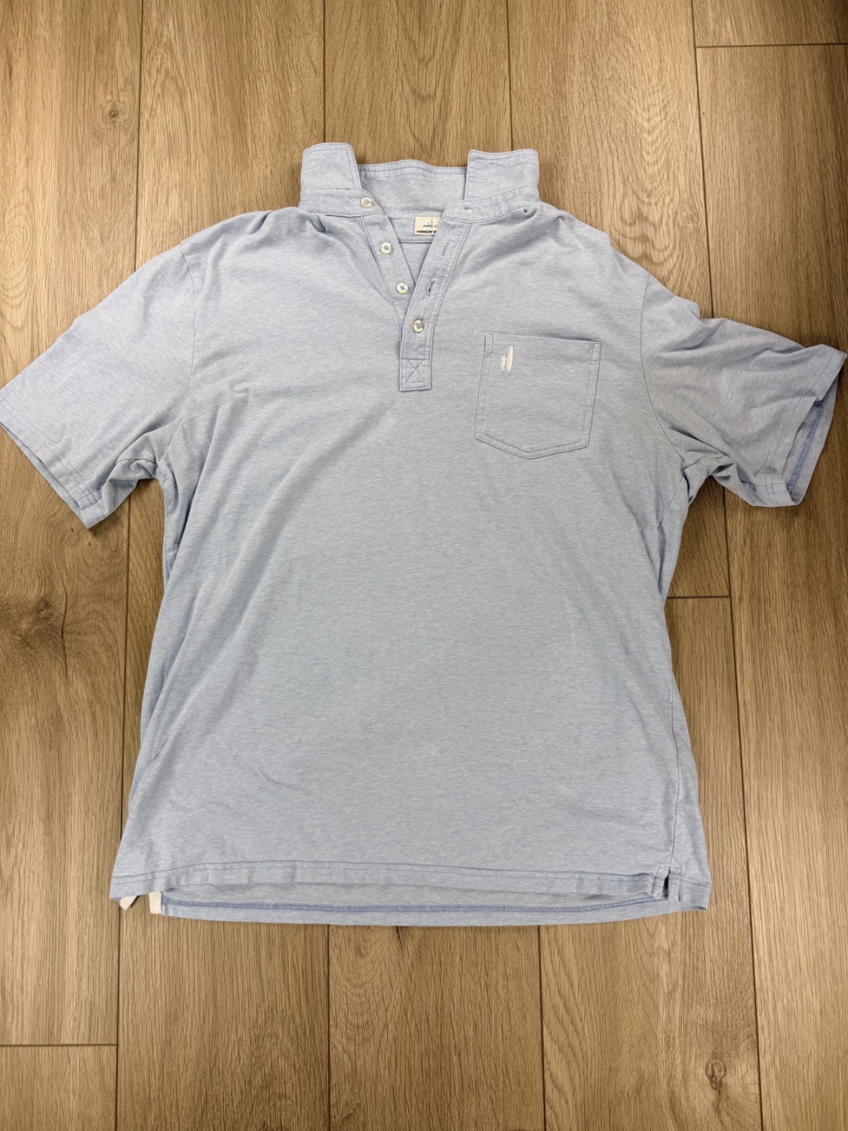johnnie-O Hangin Out Original Polo Shirt Mens Large Gulf Blue Heathered Pocket