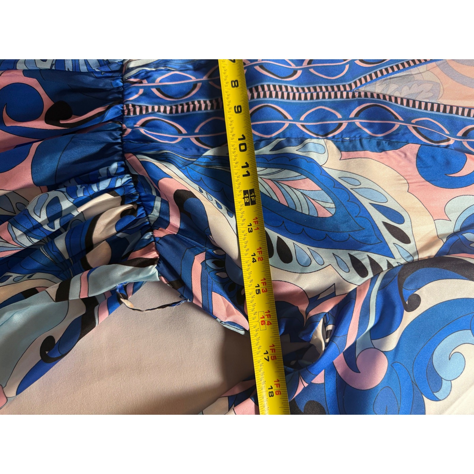 Blue & Pink Paisley Print Tie Waist Mini Dress | Medium