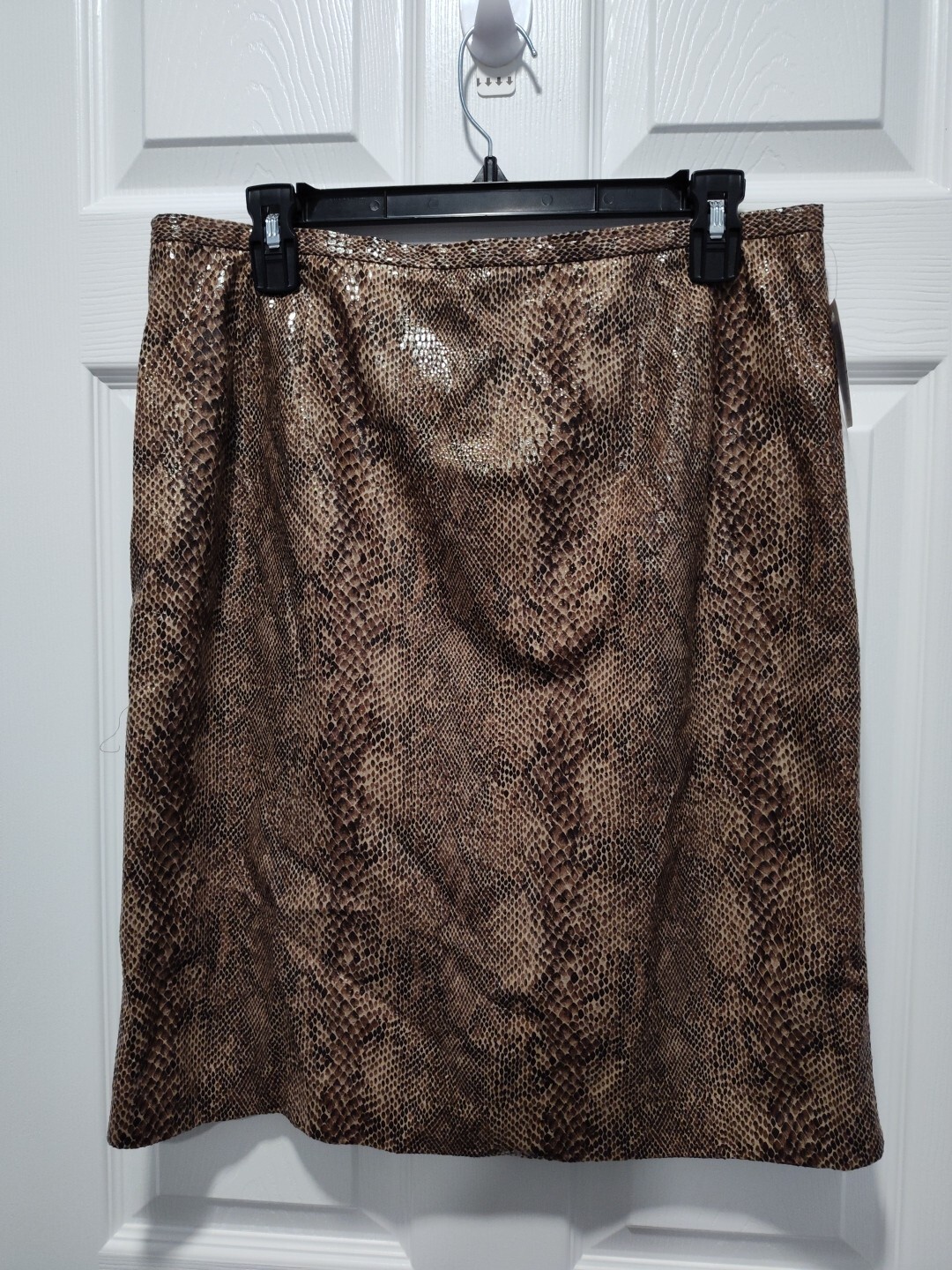 Harve Benard Vintage Faux Brown Snake Skin Pencil Skirt NWOT Lined Size 14