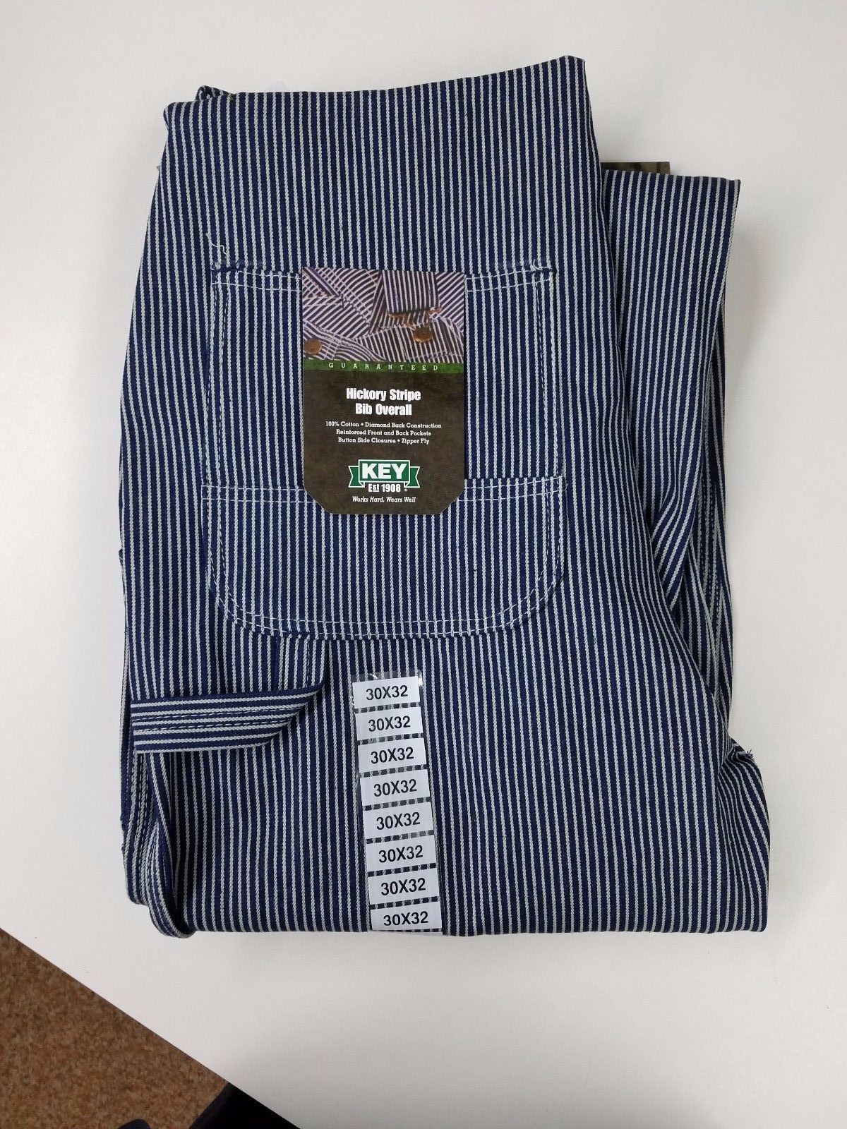 NEW Mens Authentic KEY IMPERIAL Carpenter Bib Overalls Hickory Stripe 100%cotton
