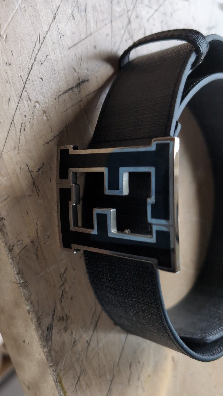 Fendi FF Monogram Black Buckle Belt Size 110/44 Pants 38-40