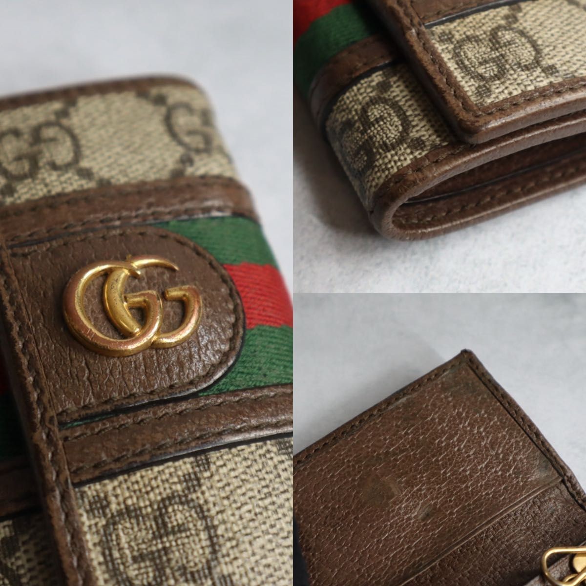 GUCCI Ophidia GG Marmont 6 Key Holder Case Brown Beige 603732