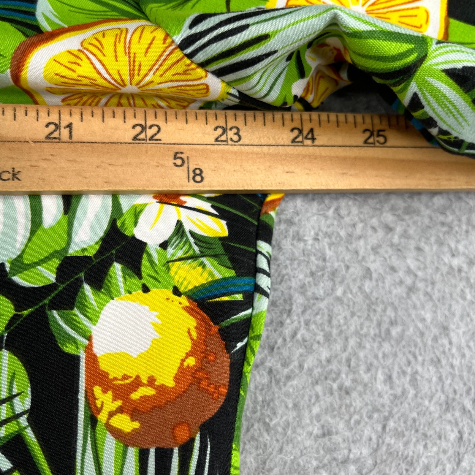 Barry Wang Tropical Lemon Print Floral Shirt XL Button Up Short Sleeve Mens XL