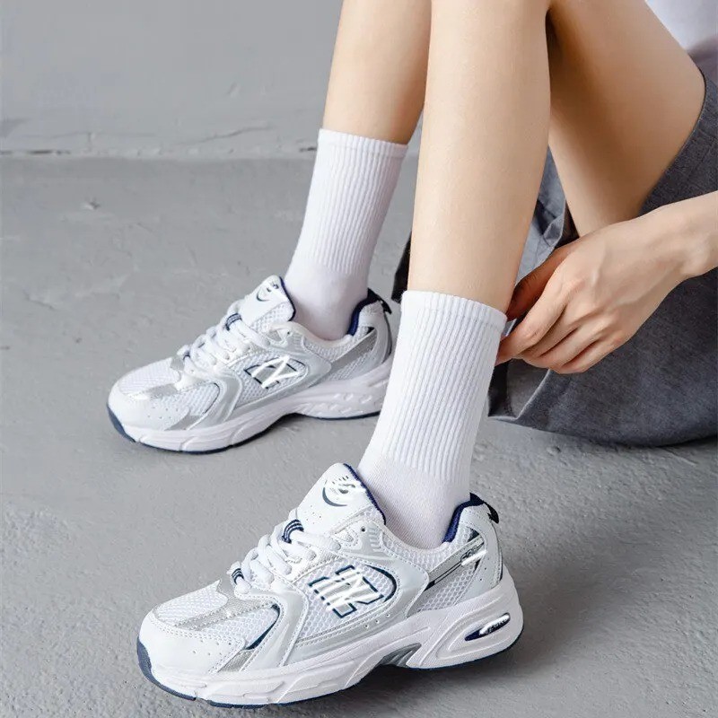 6/12 Pairs Men Crew Socks White Black Breathable Casual Harajuku Streetwear