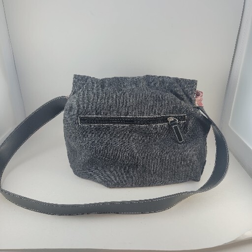 Reversible Purse Red Bandana or Solid Gray Denim by Reaction UNIQUE Cross Body