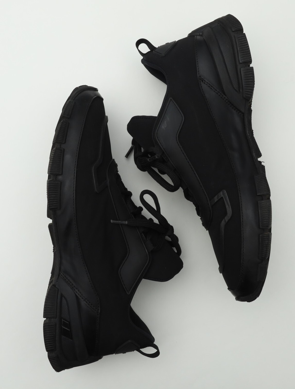 Prada Mens Sneakers Fabric Nylon/Rubber Sole Sneakers Sz UK 7/US 8 in All Black