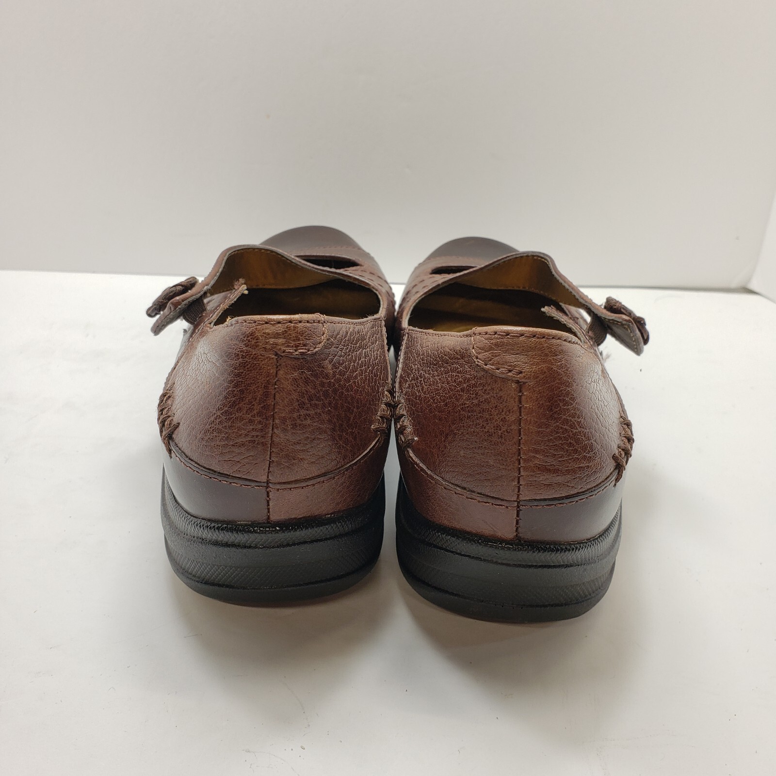 Hush Puppies Two Tone Brown Leather Mary Jane Shoes 7EW Slip On Womens Casual