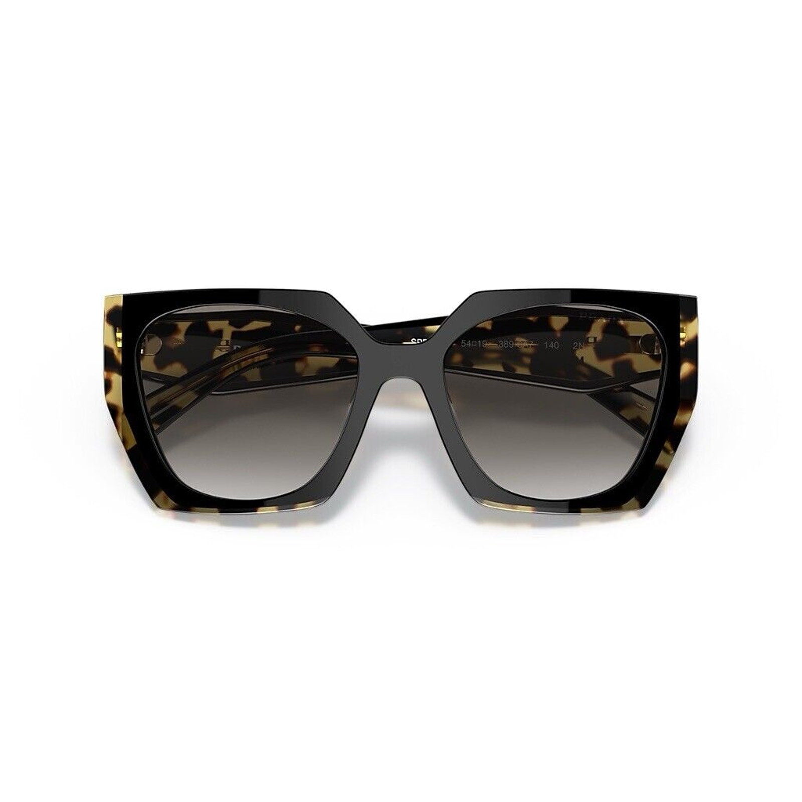 Prada PR 15WS 3890A7 Black Tortoise Grey Gradient Women Sunglasses AUTHENTIC