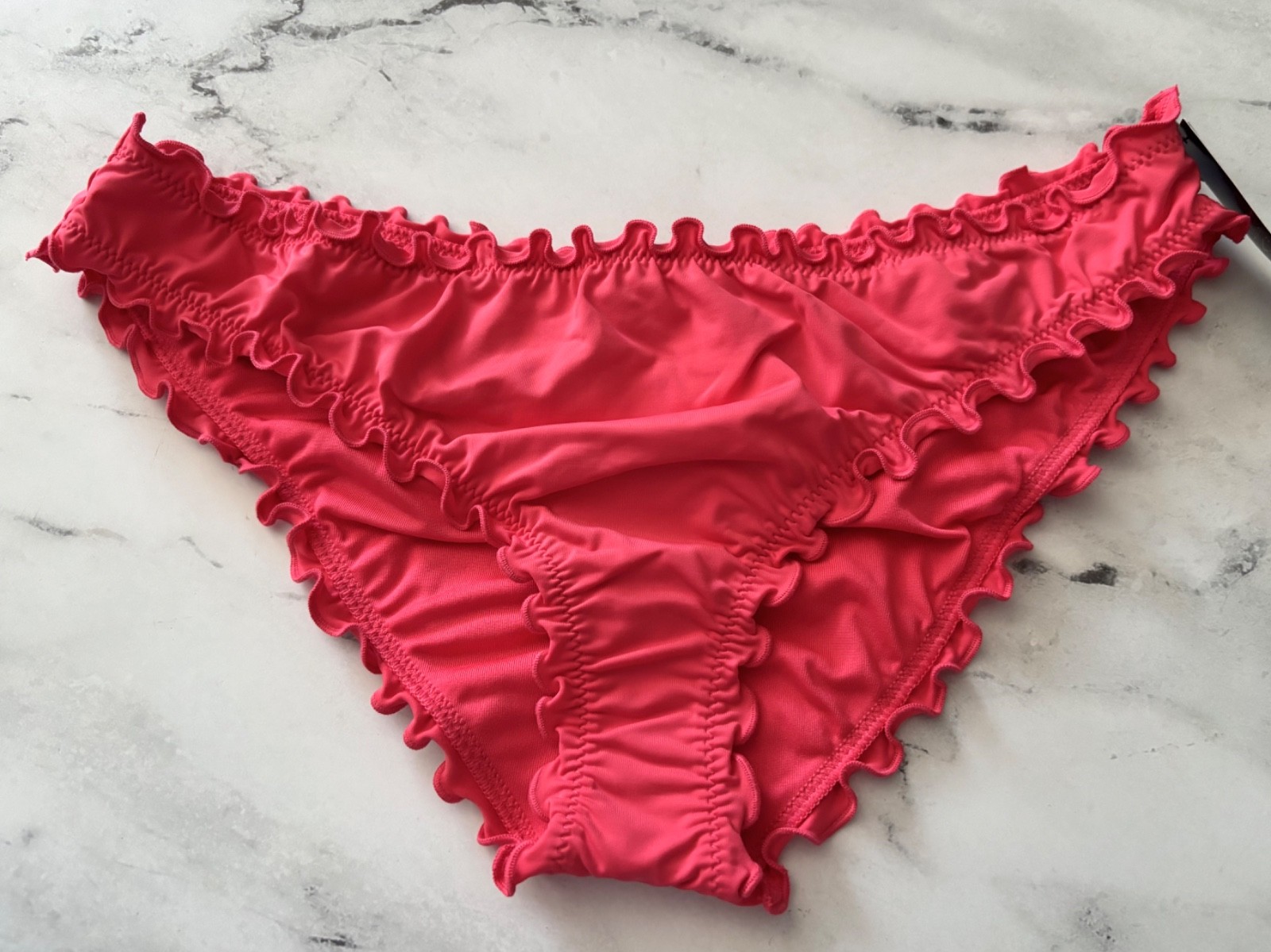 Victoria’s Secret Swim Ruched Ruffled Cheeky Bikini Bottom 2OFP Pink Island Nwt