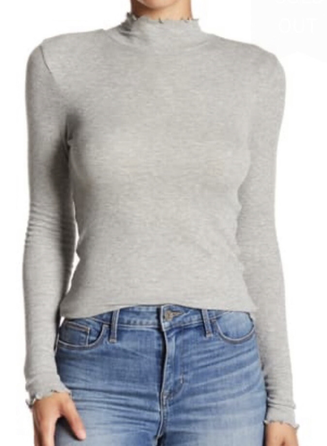Abound Lettuce Edged Knit Top Grey Medium Heather Size XXS, XS,S, M, L, XL, XXL