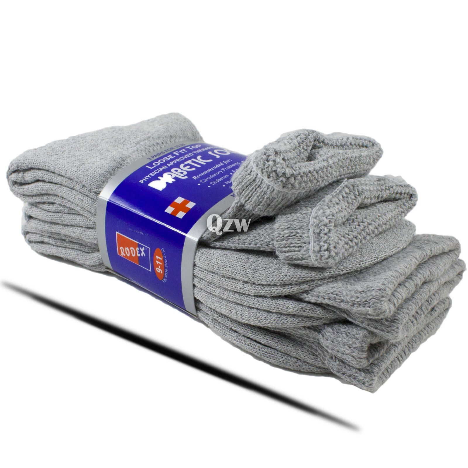 3-12 Pairs Health Loose Fit Top Crew Cotton Diabetic Socks Gray 9-11 10-13 13-15
