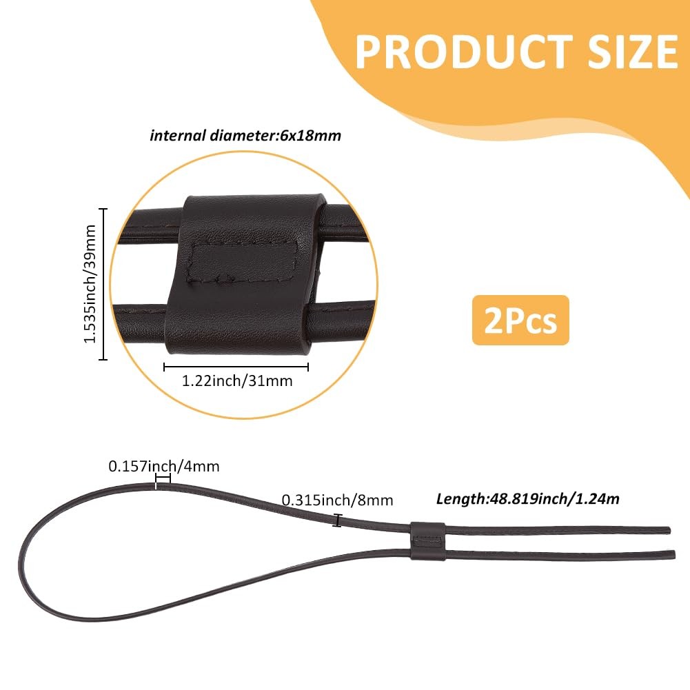 2Pcs PU Leather Bag Drawstring Strap 48.8inch Coconut Brown Detachable Bucket…