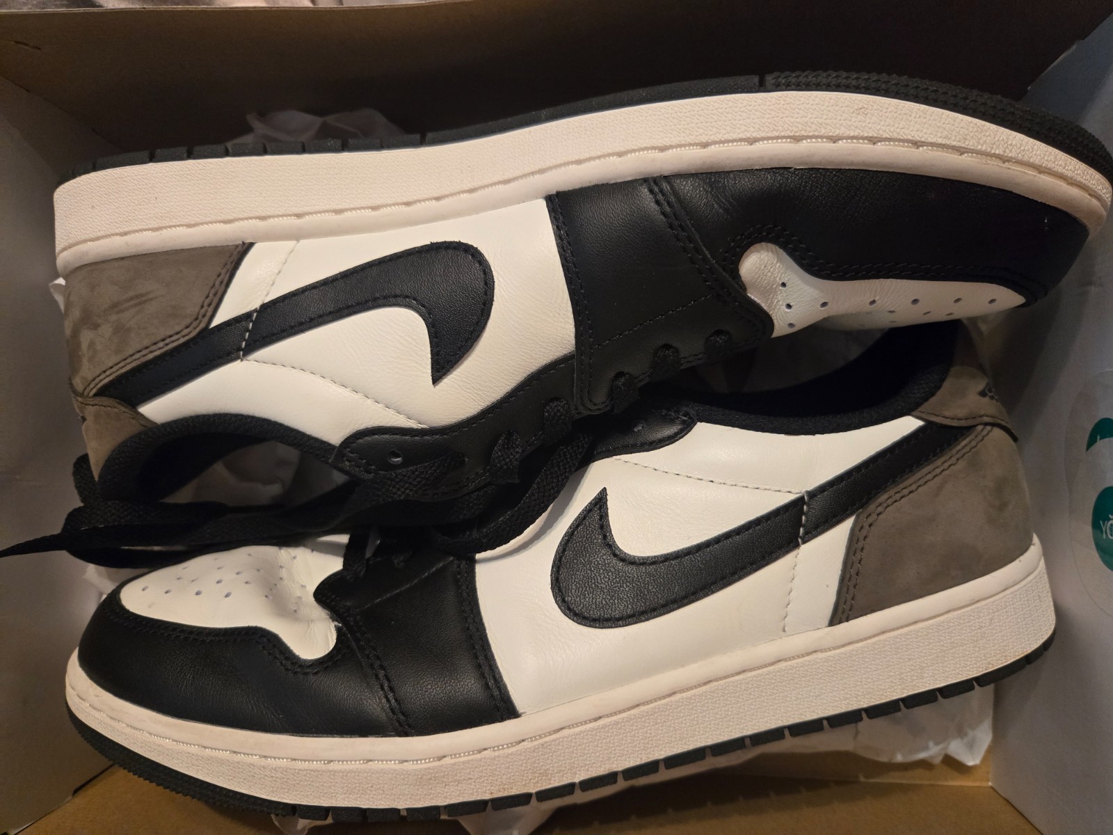 Size 13 – Air Jordan 1 Retro OG Low Mocha. Worn only one time.