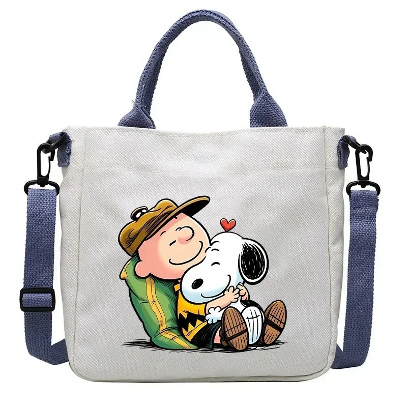 Snoopy Cartoon Canvas Tote Bag Large Capacity Unisex Shoulder Crossbody Bag Gift