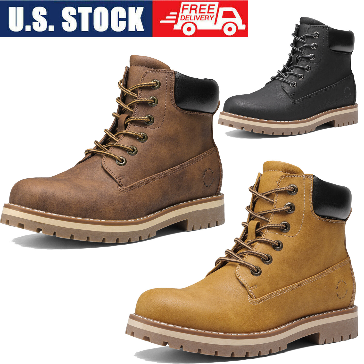 Men’s Classic Winter Fall Boots Lace-Up Outdoor Work Boots US Size 6.5-15