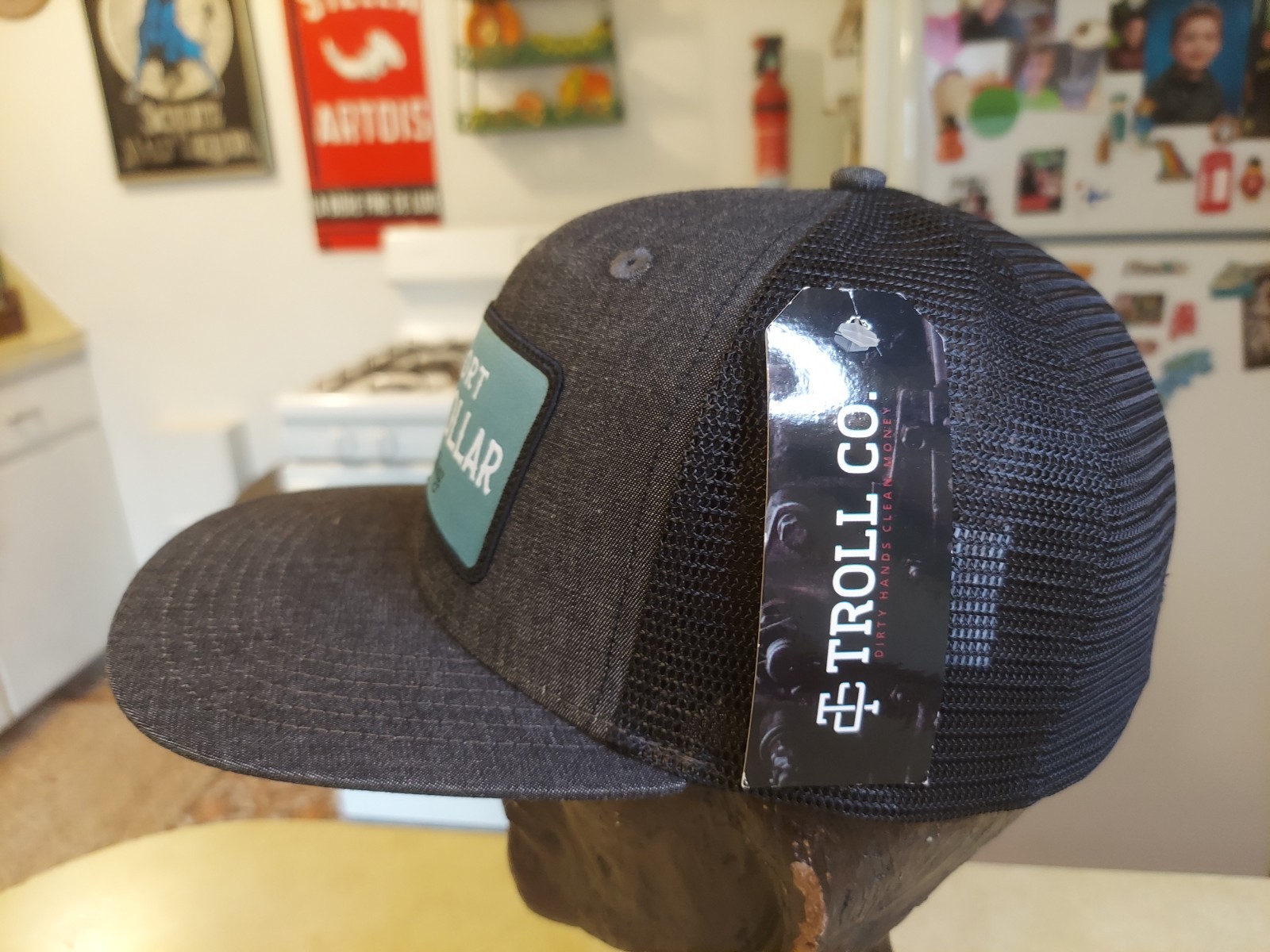 Support Blue Collar Troll Co Mesh Snapback Trucker Ball Cap Patch NWT