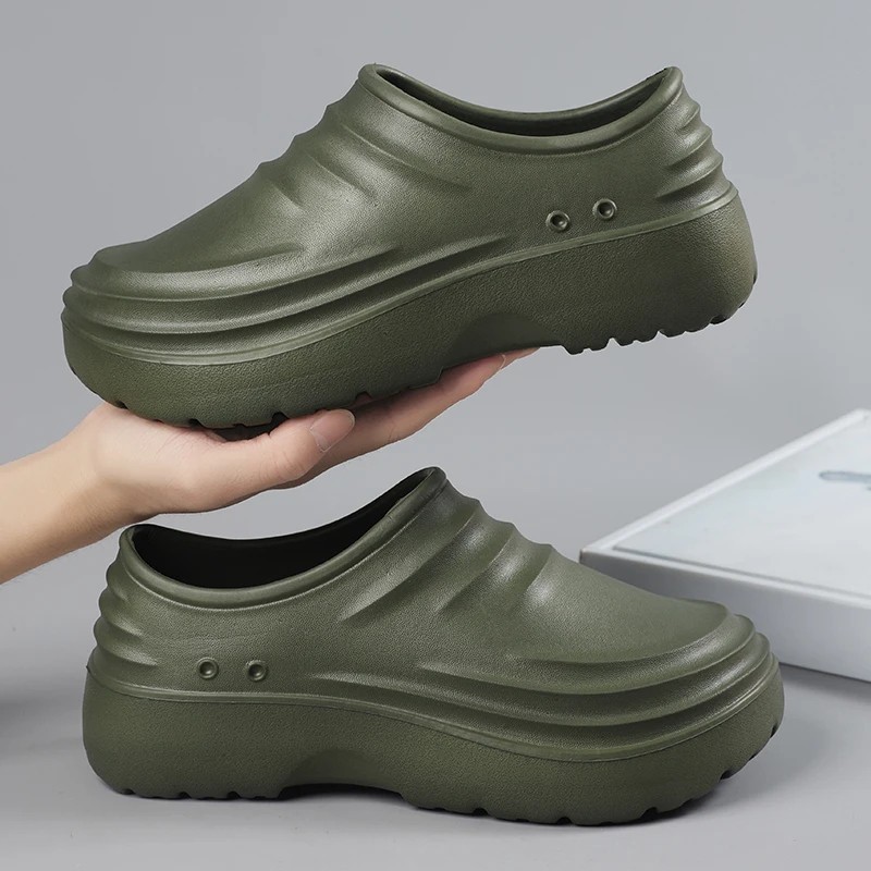 Share Men’s Chef Work Shoes Non Slip Oil Resistant Kitchen Clogs Waterproof Brea