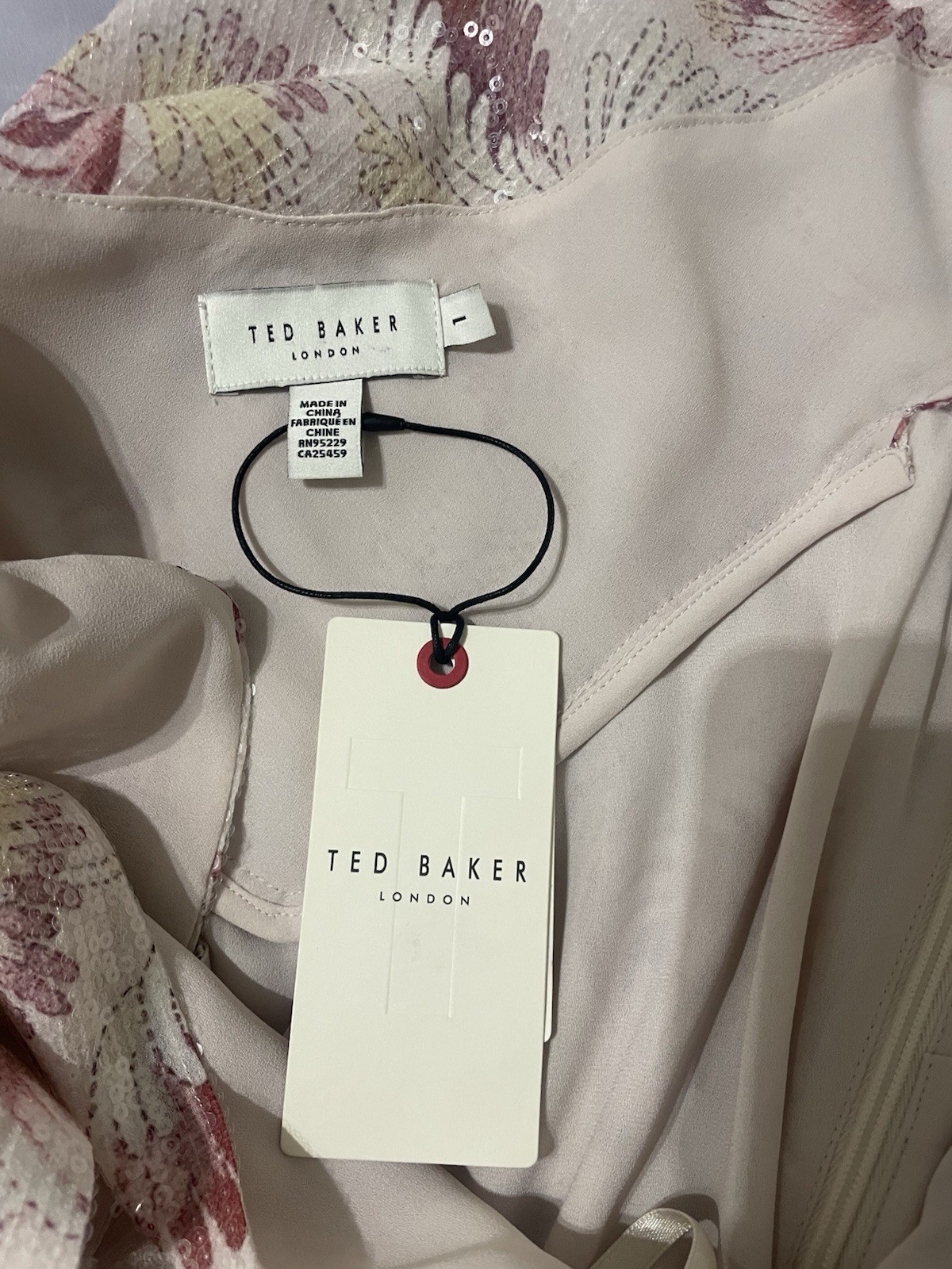£350 Ted Baker Ninia Belted Floral Midaxi Dress Cream / Pink UK 8 10 Size 1