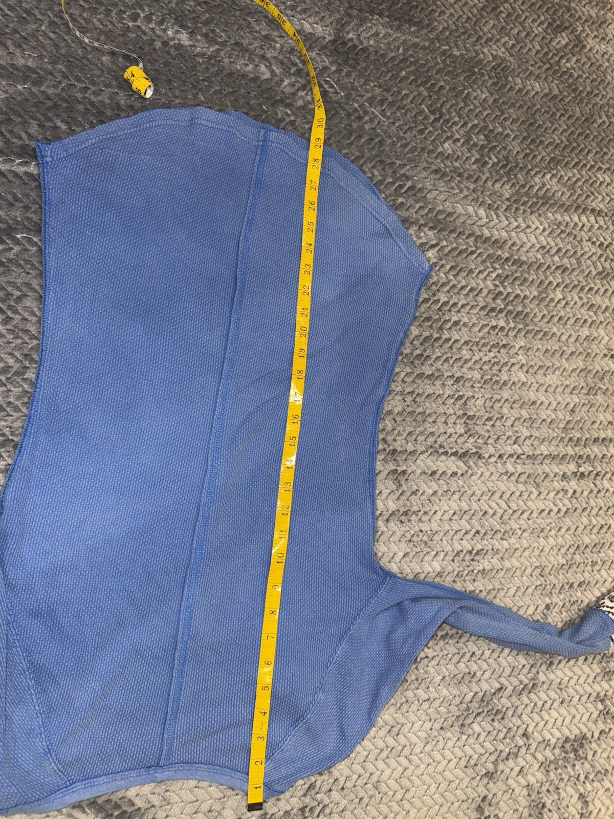 Free People “Alpine Cuff” Thermal Henley In Royal/Sky Blue L