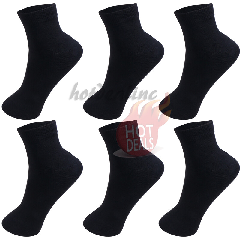 Lot 12 Pairs Men’s Ankle/Quarter Athletic Socks Cotton Black/White/Gray