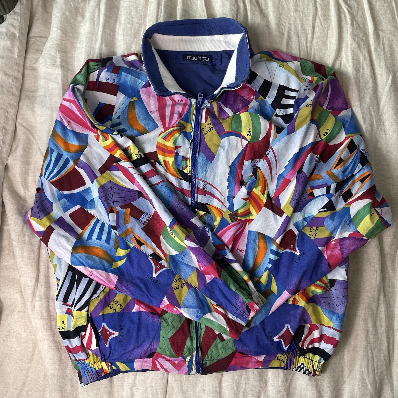 Rare Vintage Reversible Nautica AOP Sailing Jacket J US2 Size Large 80s 90s