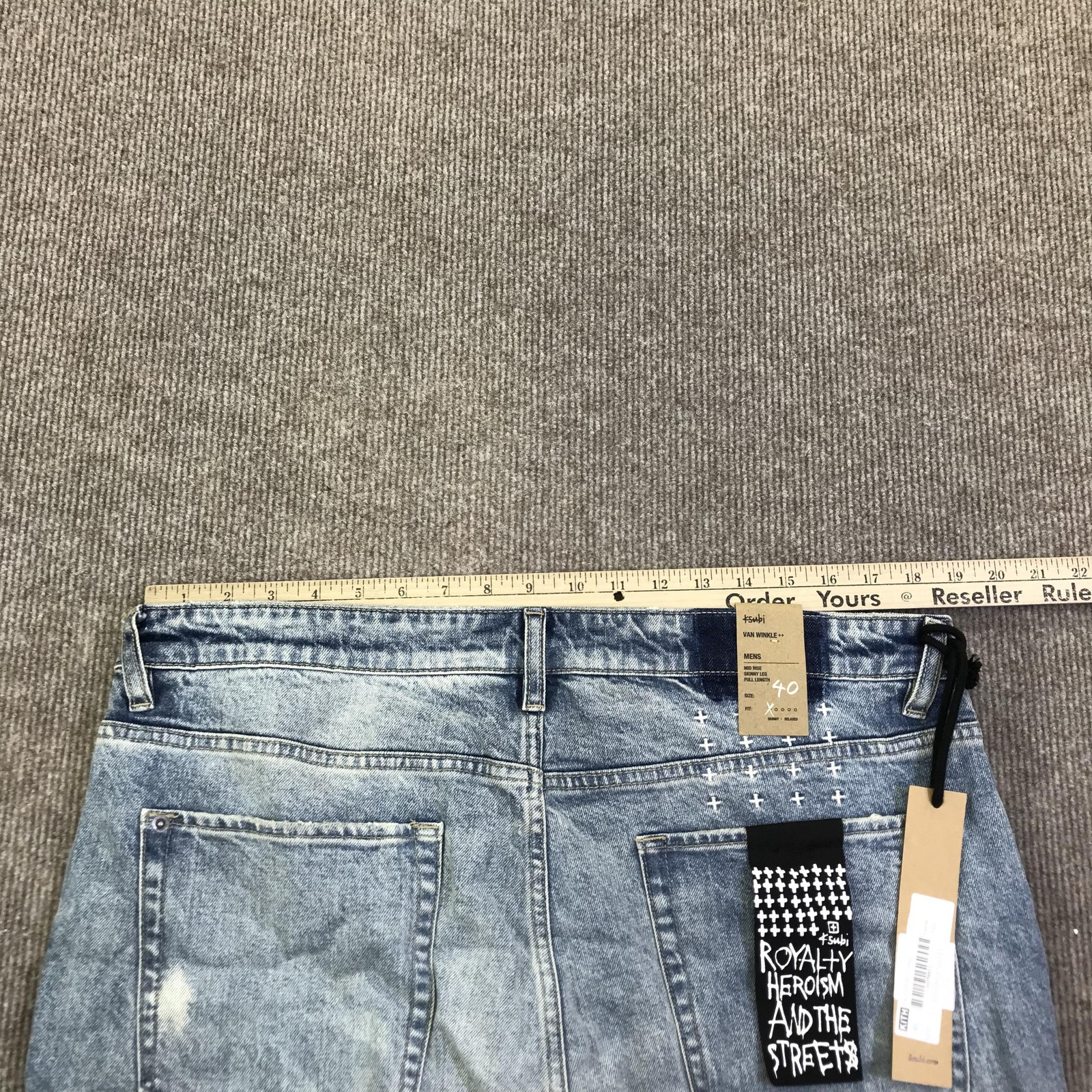 New Ksubi Van Winkle Hi Fi Vertigo Jeans Mens 40×32 Blue Light Wash Skinny Denim