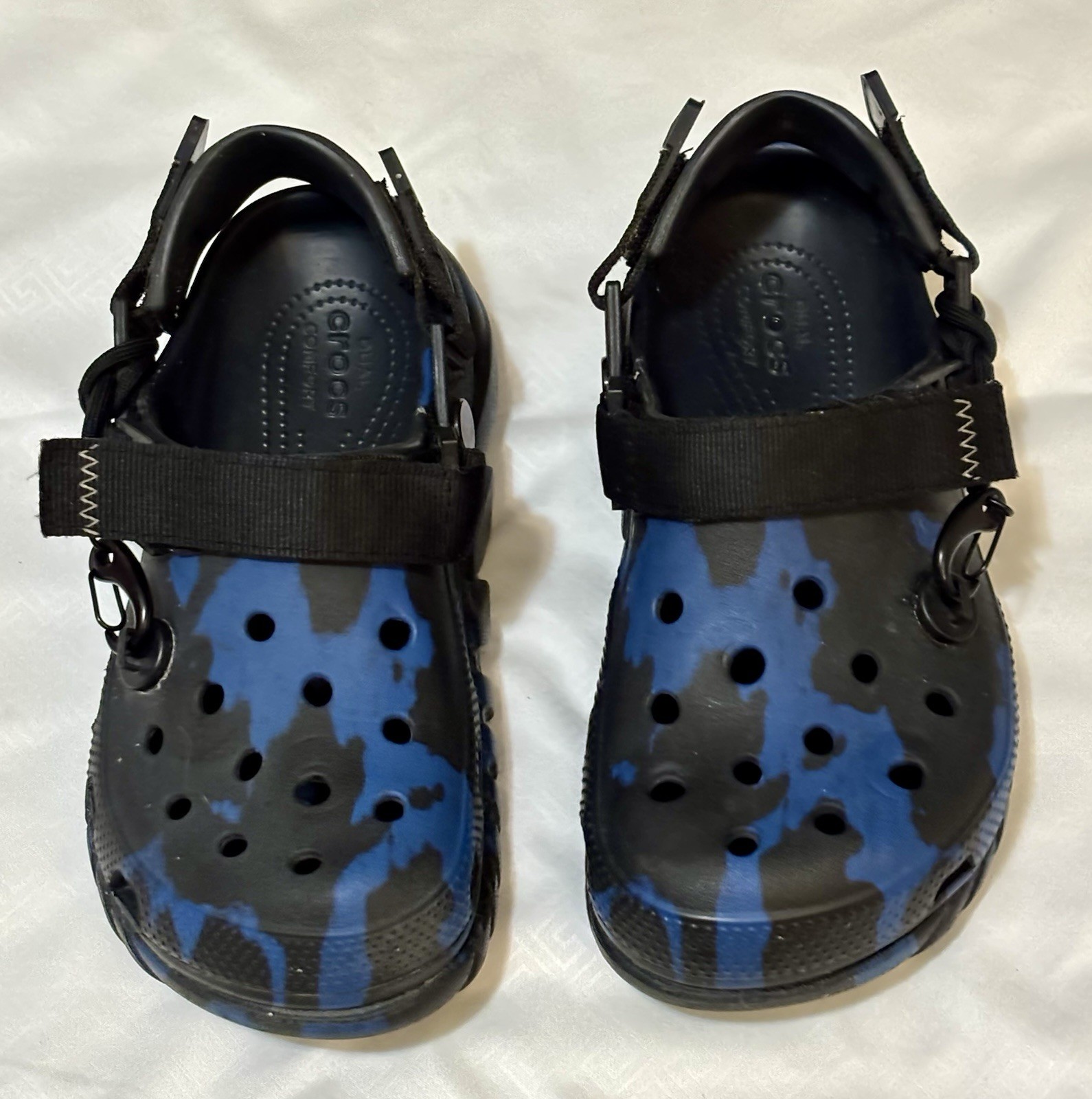 Crocs Duet Max Clog Post Malone Blue Camo sz M5 W7 EUC