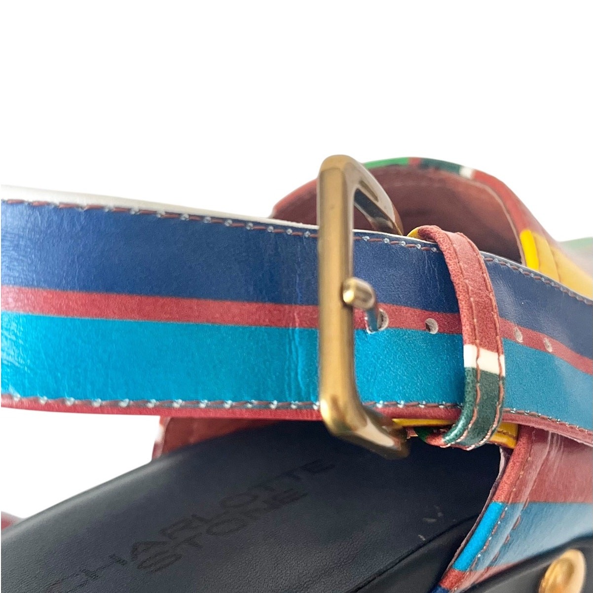 Charlotte Stone Jona Kite Stripe Multi Color Wood Platform Slingback Clog Size 6