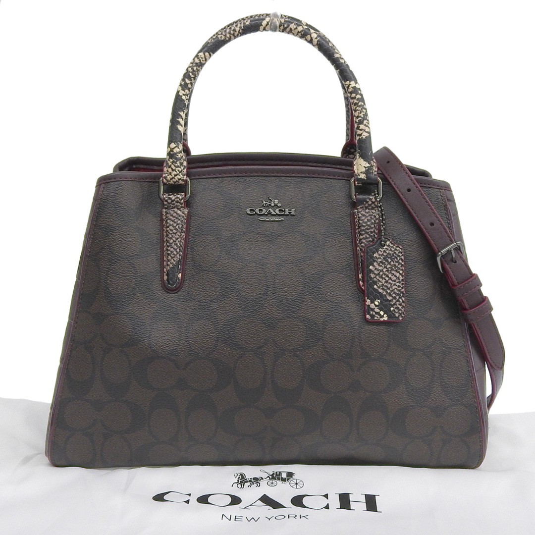 with Dust Bag COACH Signature 2WAY Bag F38380 Handbag Shoulder Bag Brown Bordeau