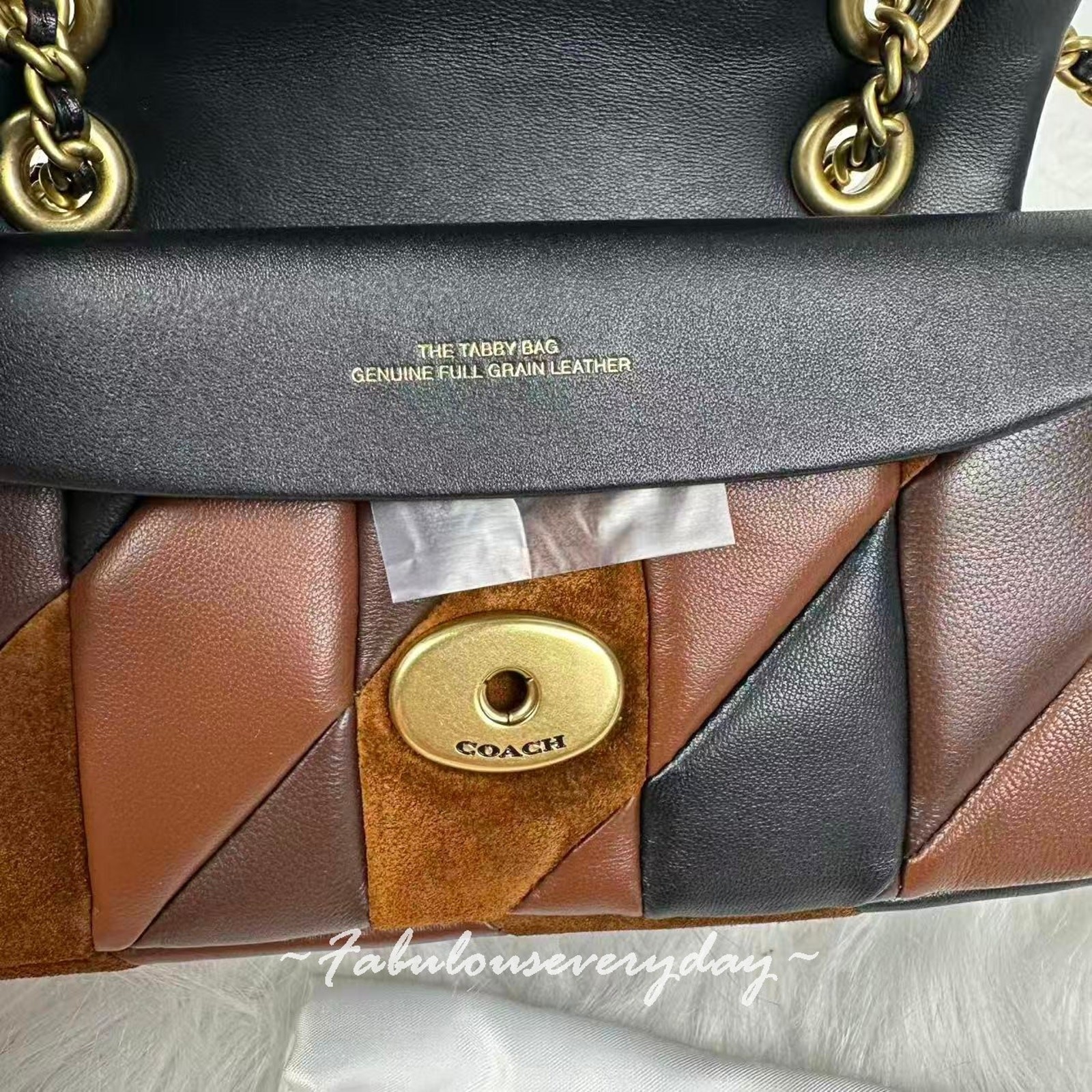 Coach Tabby Shoulder Bag 20 With Patchwork Quilting In Leather/Brass/Maple CBG88