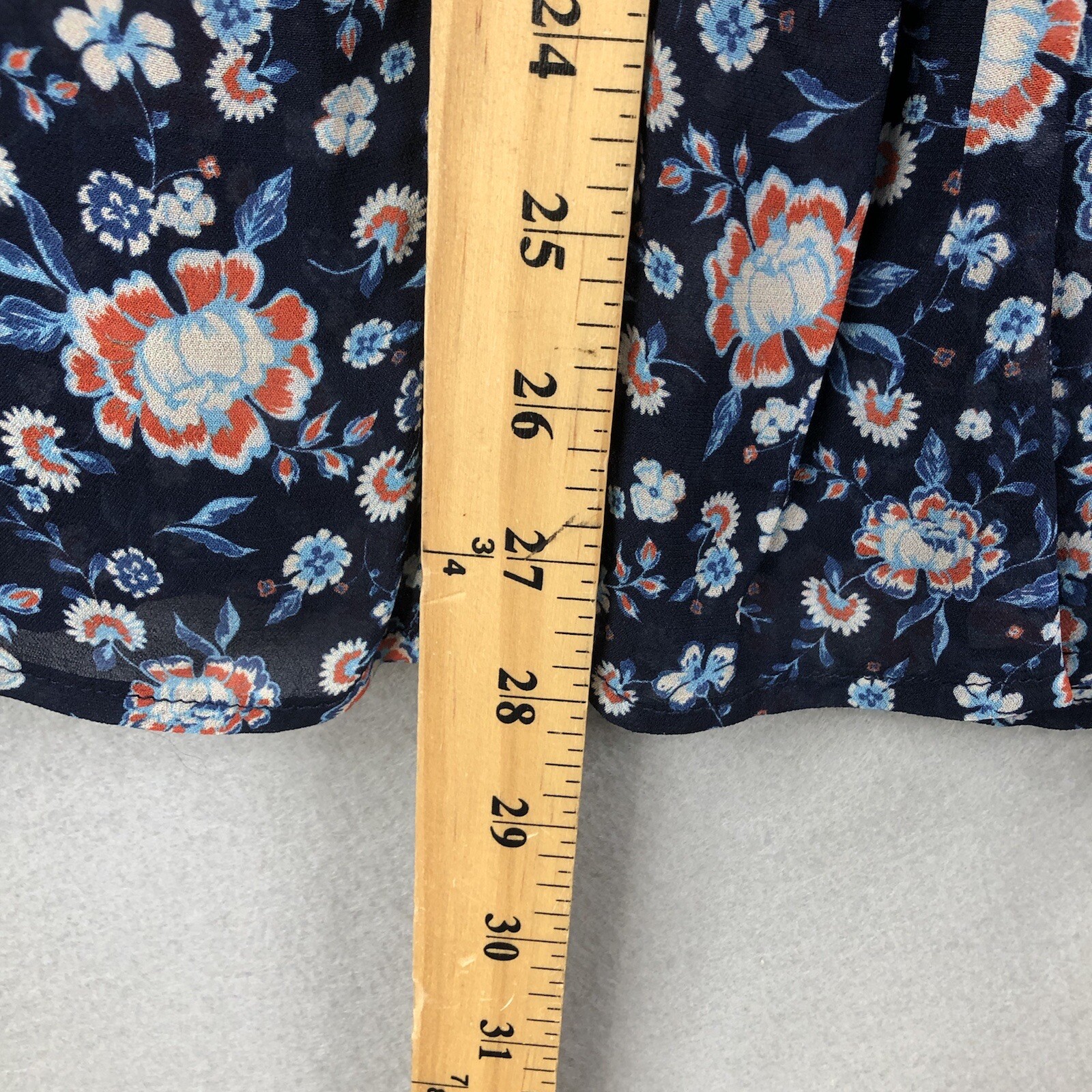Dear John Top Womens Medium Blue Floral Sheer Smocked Flowy Boho Peasant Cottage