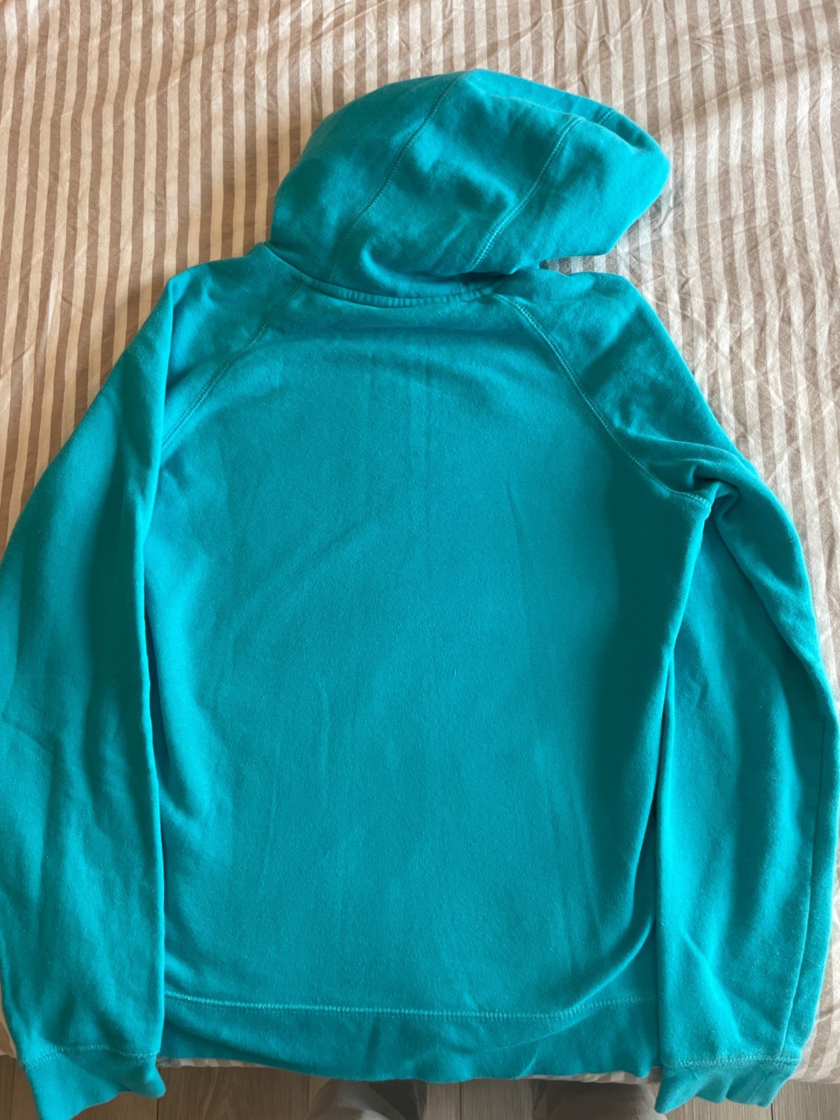 North Face Womens Hoodie Teal w/ Lime Green Lettering/Lining Size Medium