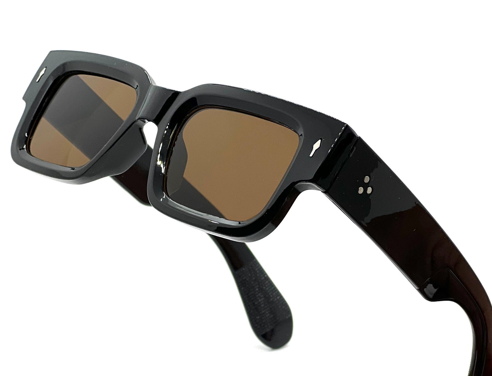 Black Thick Square Frame Chunky Yellow Tinted Lens Sunglasses Street Outdoor New