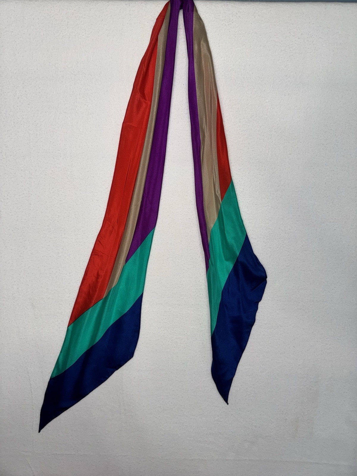 Vintage Baar & Beards All Silk Scarf Striped Color Block Rectangle Long Slim