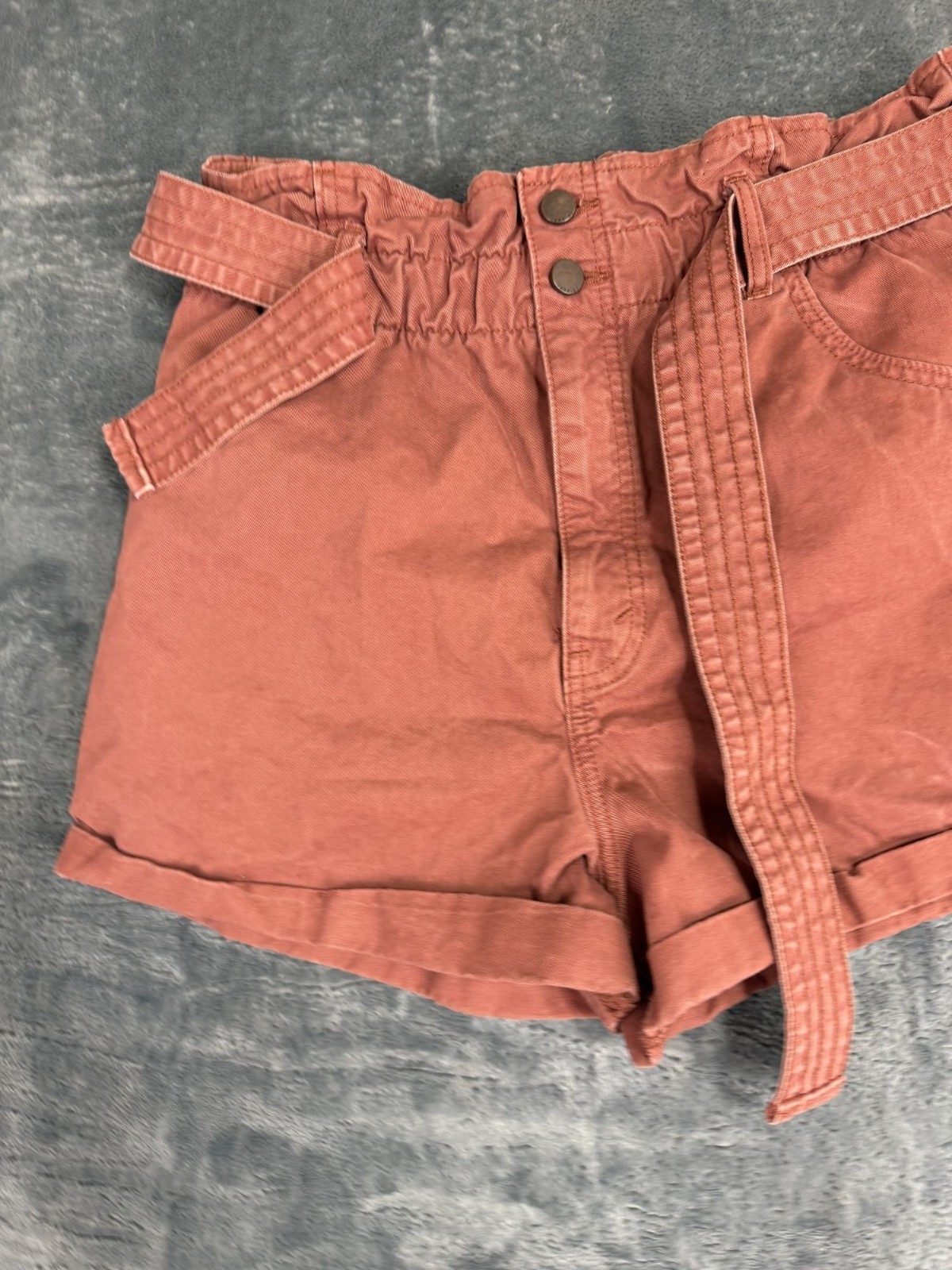 Abercrombie & Fitch Womens Rust Paperbag Belted Shorts Size M