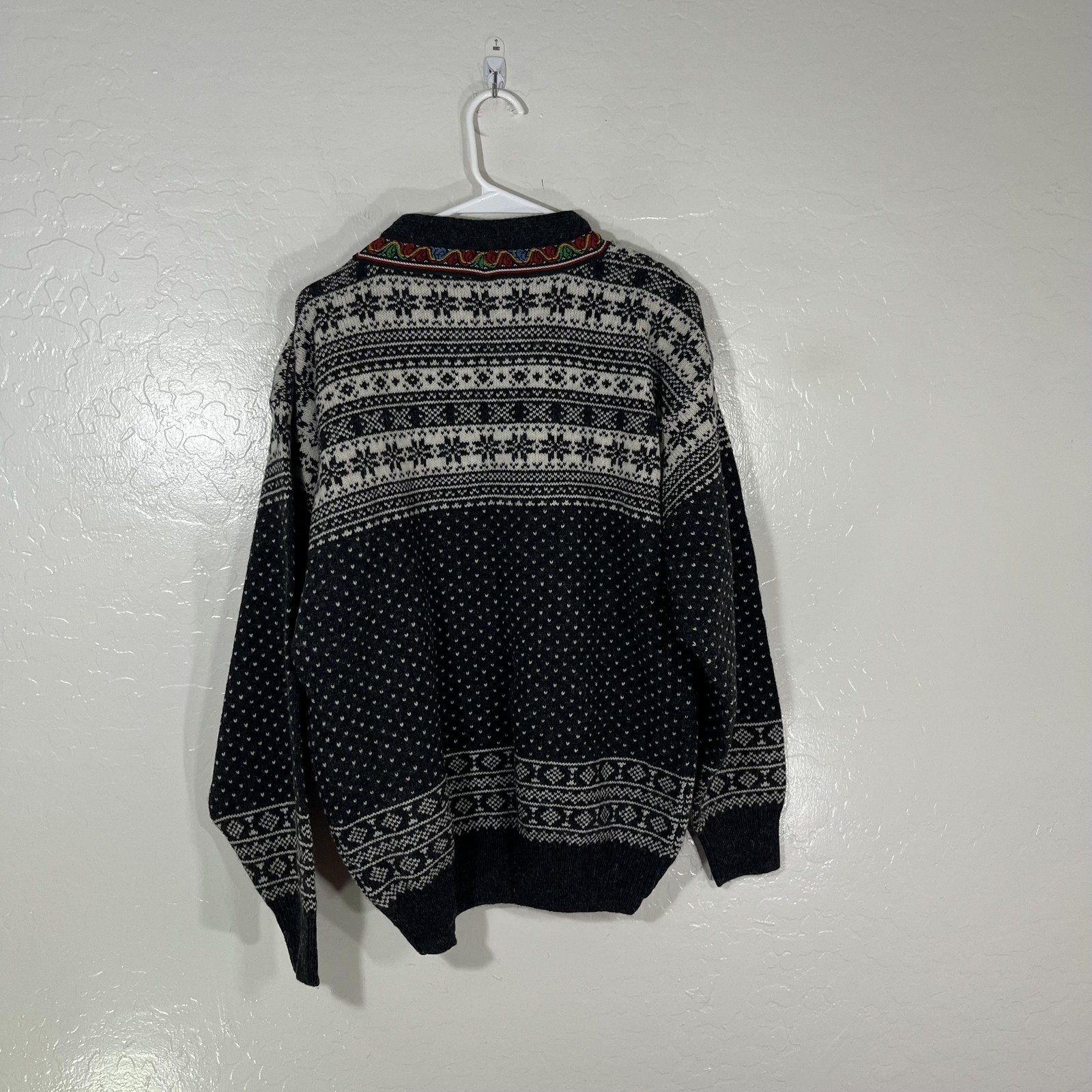Christiania Sweater Womens Small Gray Wool Fair Isle Ski Crewneck Pullover Knit