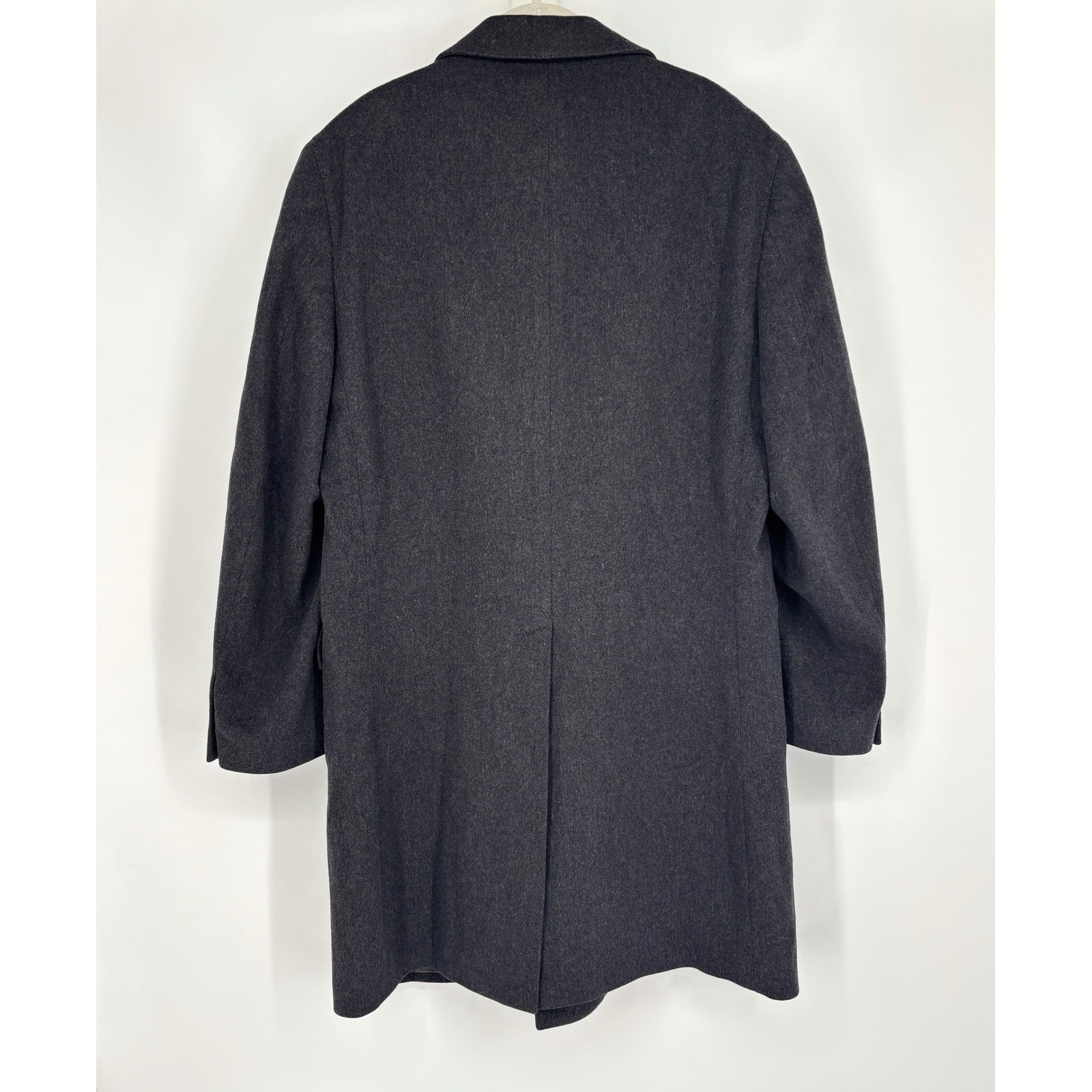 Ermenegildo Zegna Soft Wool Overcoat Charcoal Button Front Notched Collar IT 52