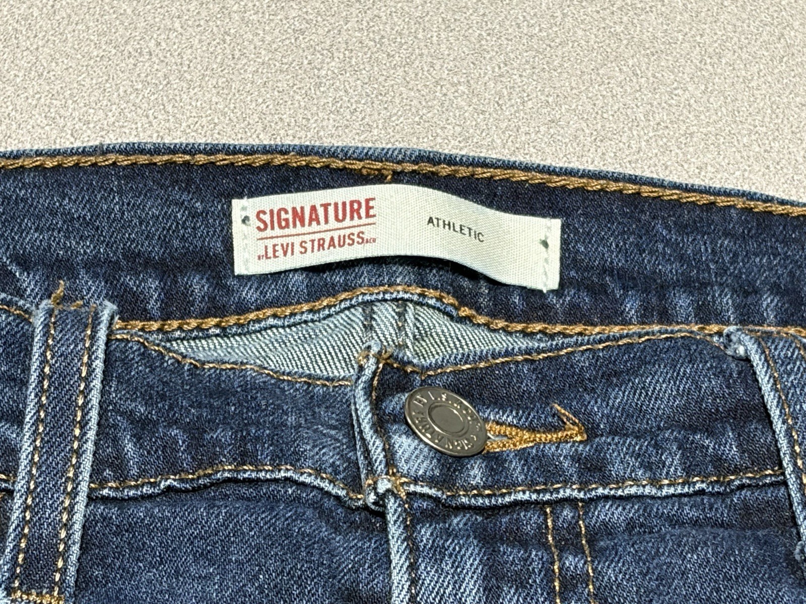 Signature by Levi Strauss Athletic Fit Mens Jeans Dark Wash Navy Blue 36×34