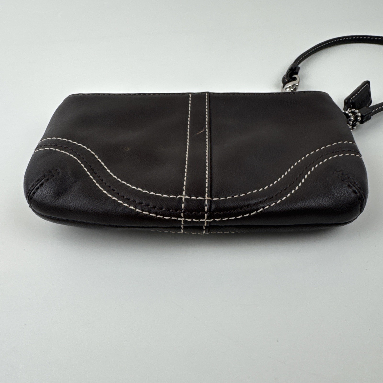 Y2K Coach Soho Chocolate Brown Flap Wristlet Pouch Buckle Accent & Zip Closure