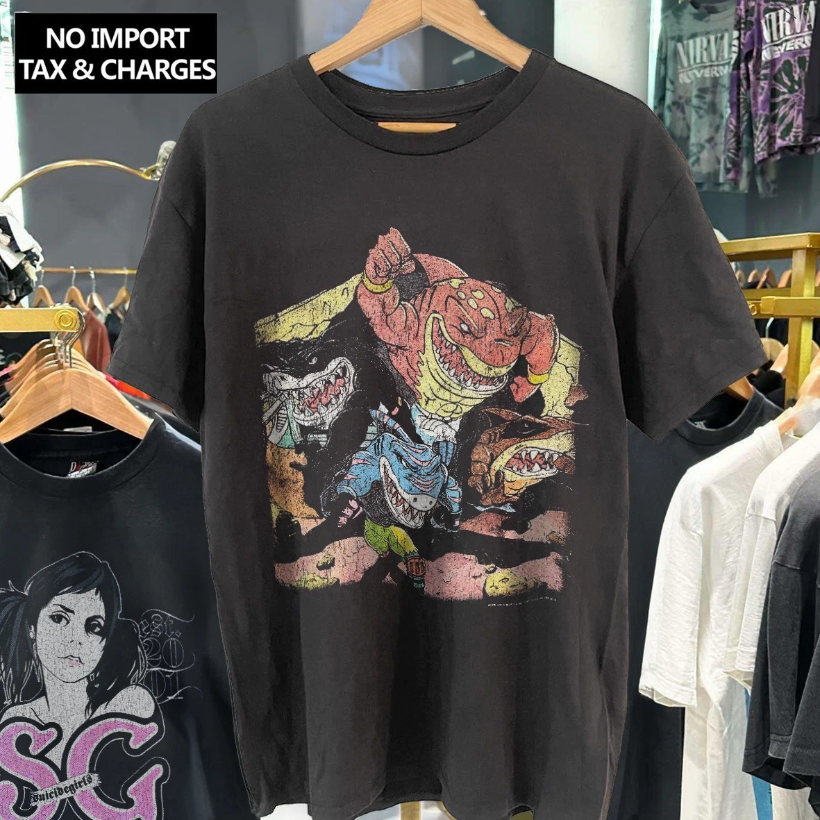 1995 Street Sharks Rare T-Shirt Vintage Style Graphic Tee Unisex Retro Shirt