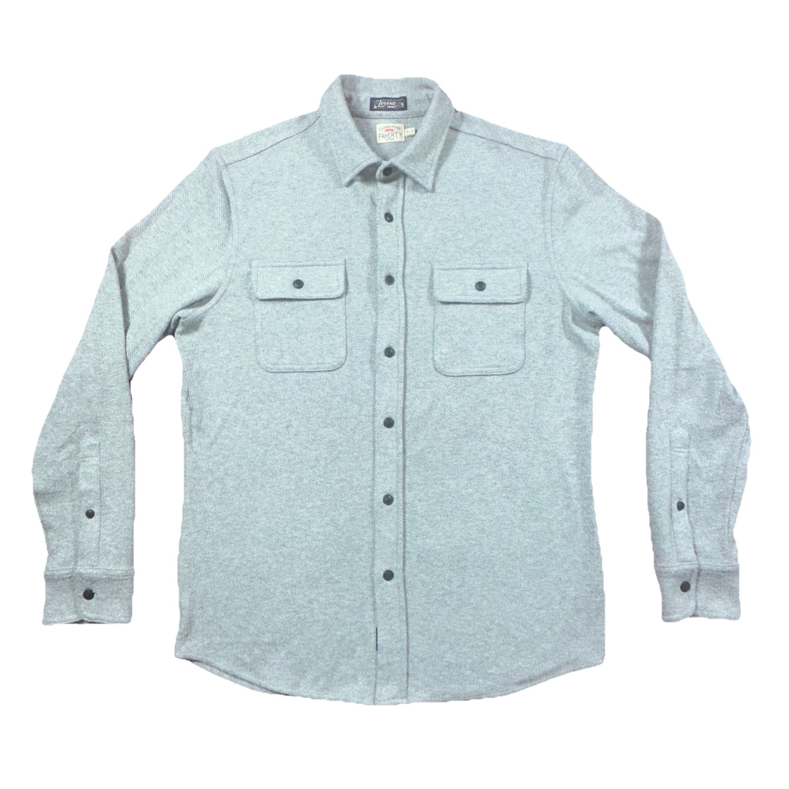 Faherty Legend Shirt Mens Medium Gray Flannel Long Sleeve Button Up Soft