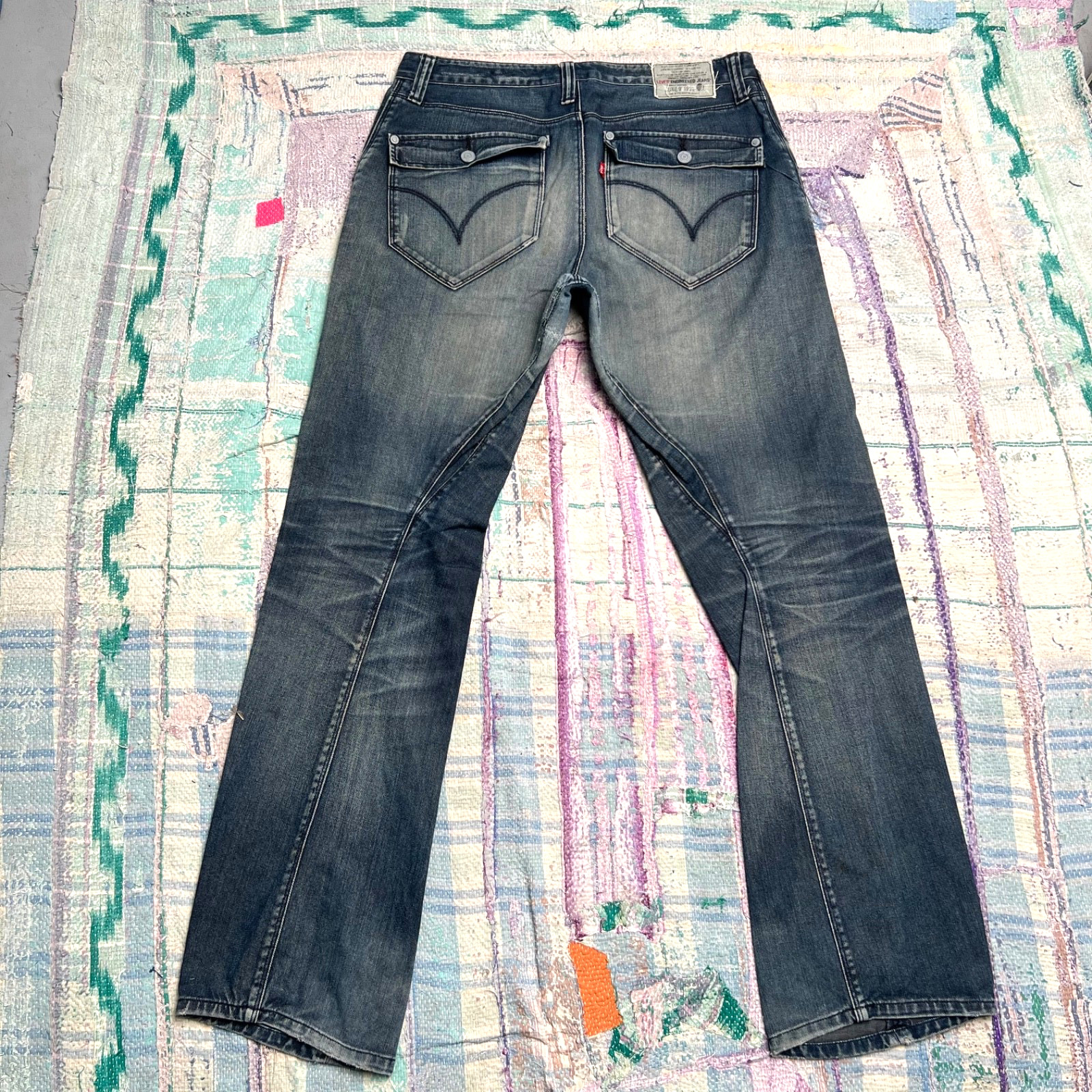 1999 Levi’s Engineered Jeans Straight Leg Twisted Seam Distressed Vintage 34×33