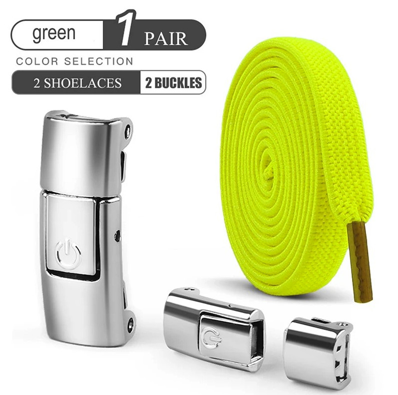 1 Pair No Tie Elastic Shoe Laces: 8mm Press Lock Flat Sneaker Shoelace – NEW