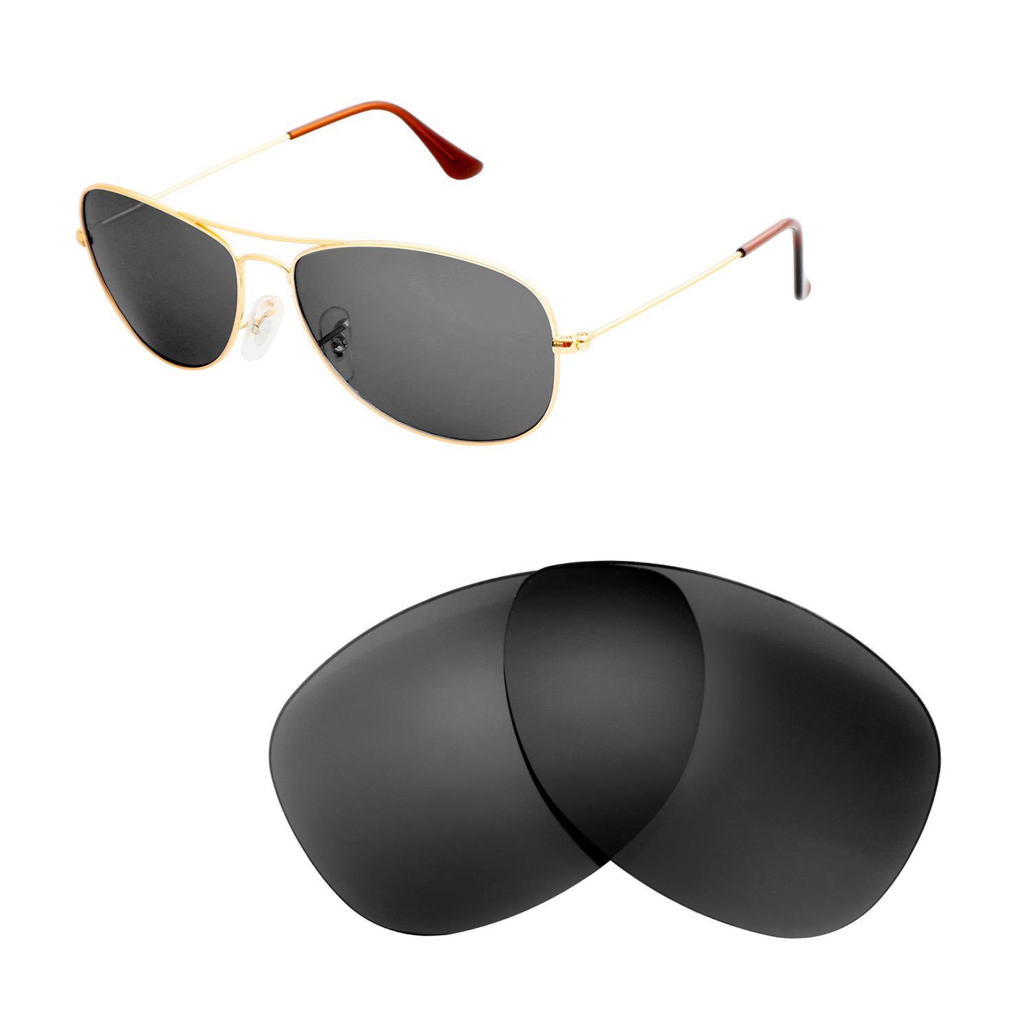 Walleva Black Polarized Replacement Lenses For Ray-Ban RB3362 Cockpit 59mm