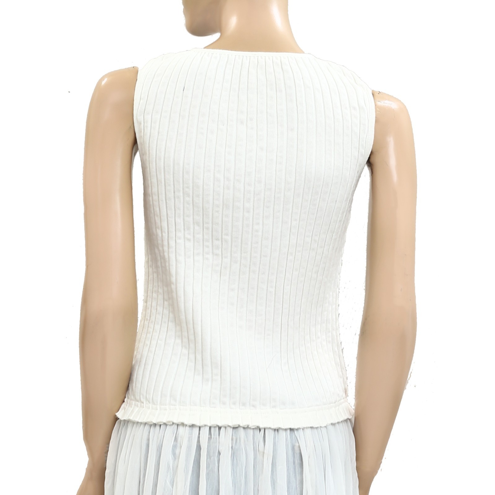 Free People Twice As Nice Maxi Tunic Top White Buttondown Sleeveless XL 280923